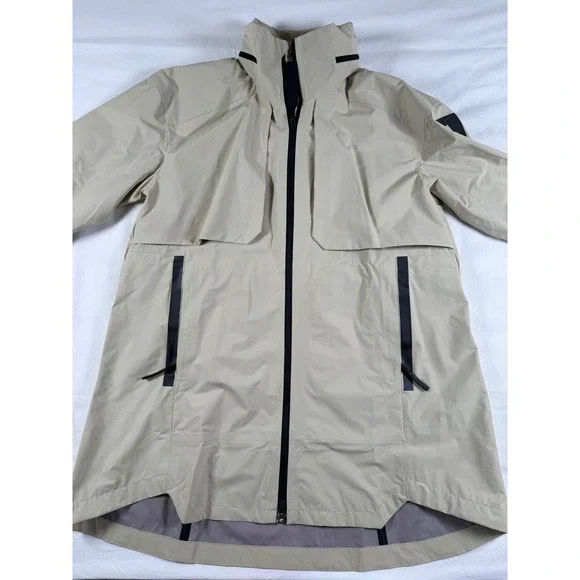 Adidas MYSHELTER RAIN.RDY Jacket Beige Tan Waterproof Hooded Coat M Women's - Picture 3 of 14